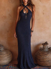 Women's Cross-neck Halter Knitted Dress