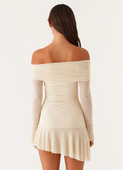 Mini-robe froncée Ellis - Jaune pastel
