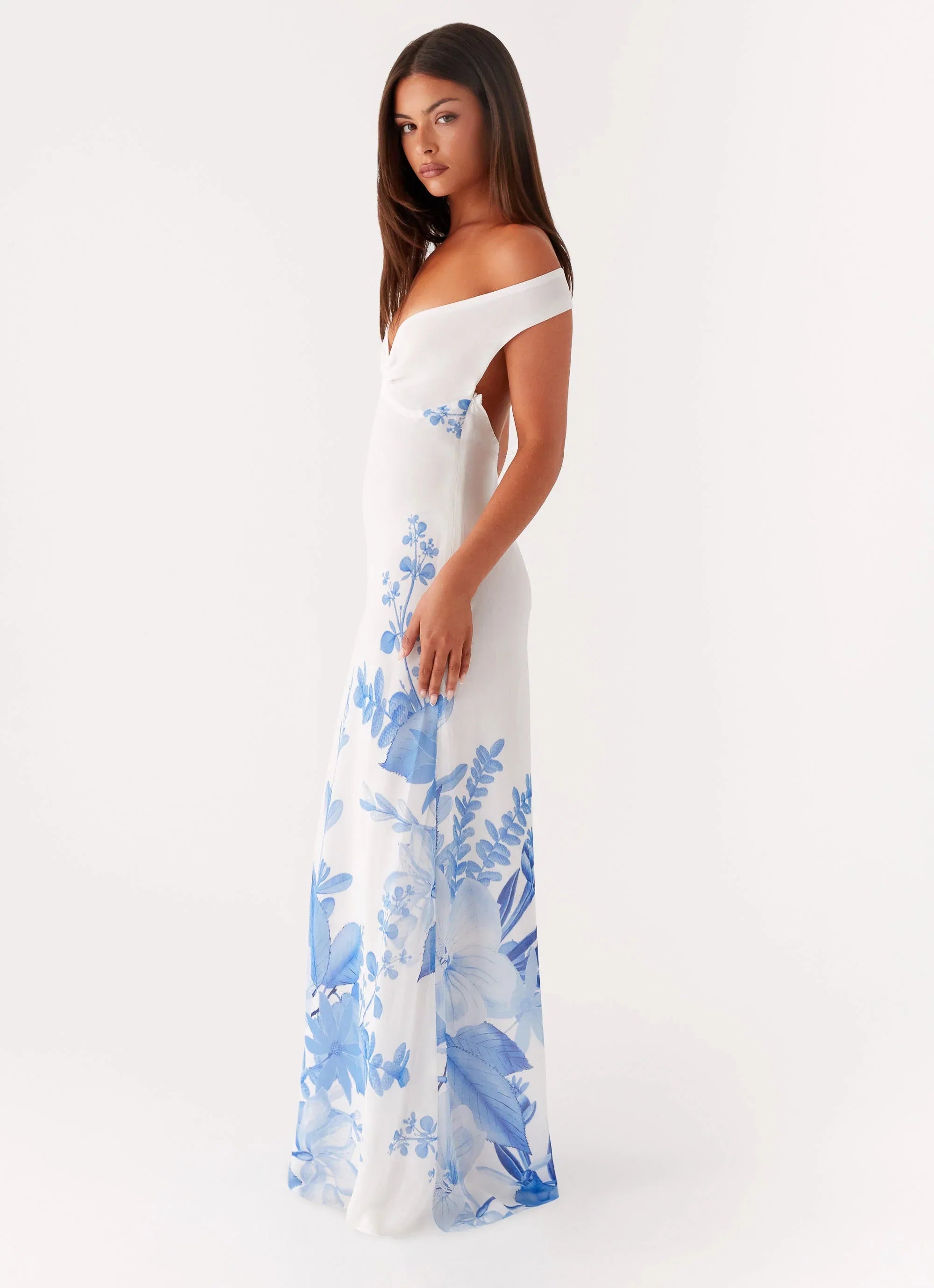 Robe longue Krissa - Imprimé floral bleu