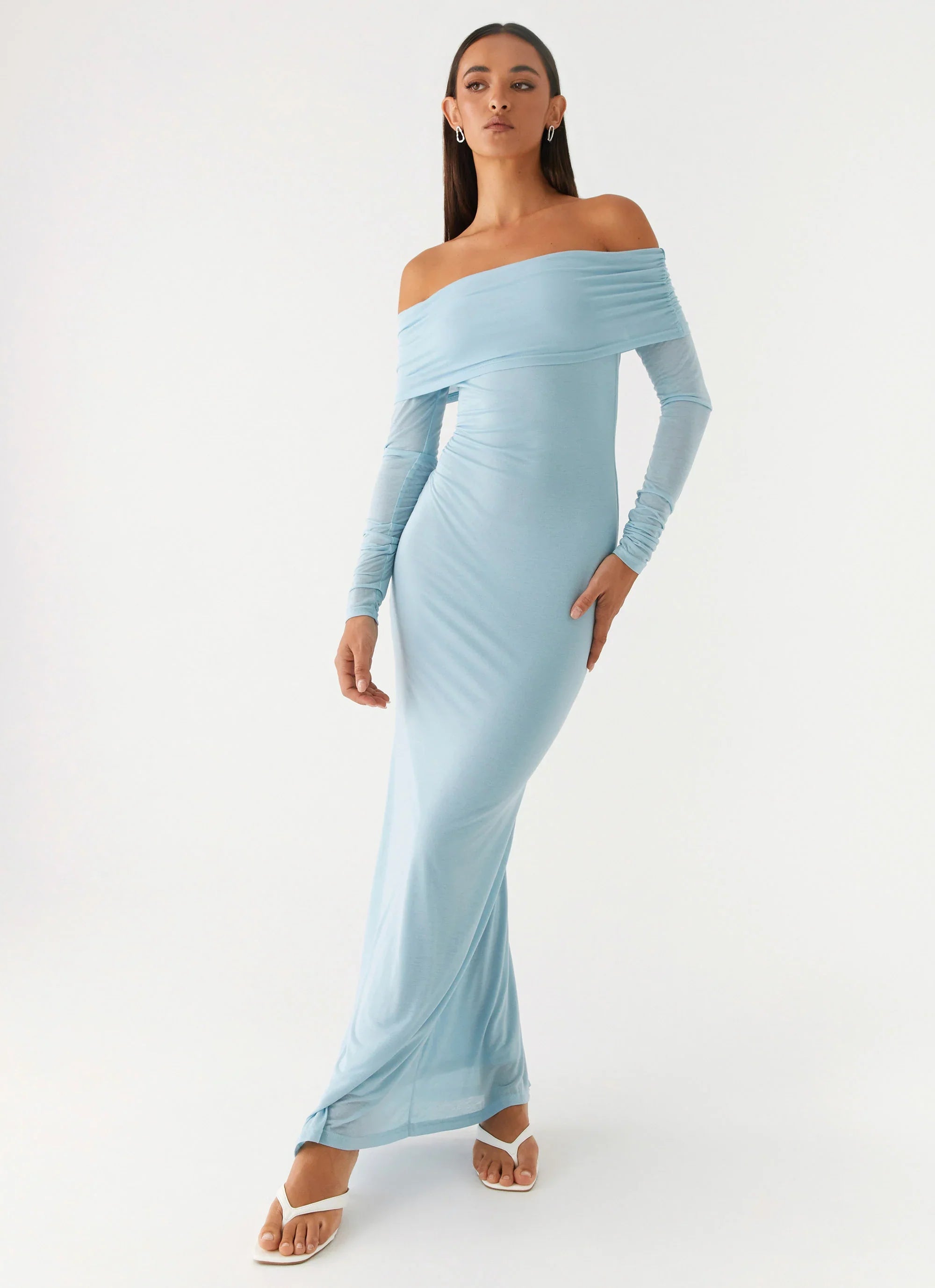 Robe longue Cocoa à manches longues - Bleu