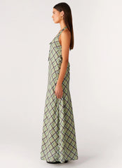 Robe longue Coralie – Carreaux cèdre