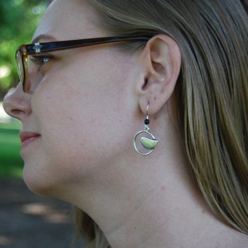 Boho Style vintage Gem Bird Pendant earrings
