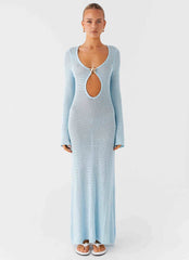 Robe longue en crochet Seascape - Bleue