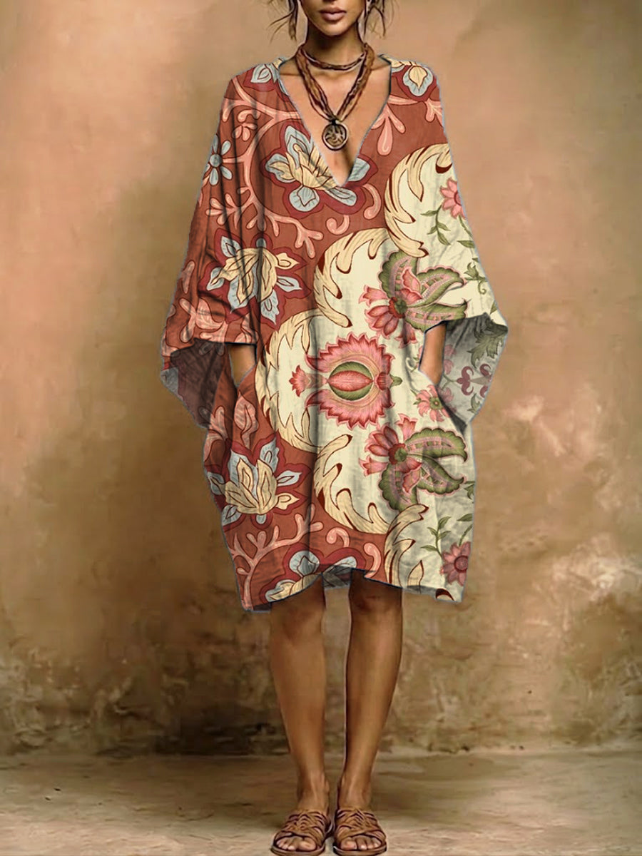 Women's Floral Print Casual Pocket Dress