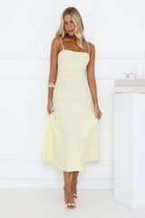 Robe midi plissée en tricot Tennis Club Jaune