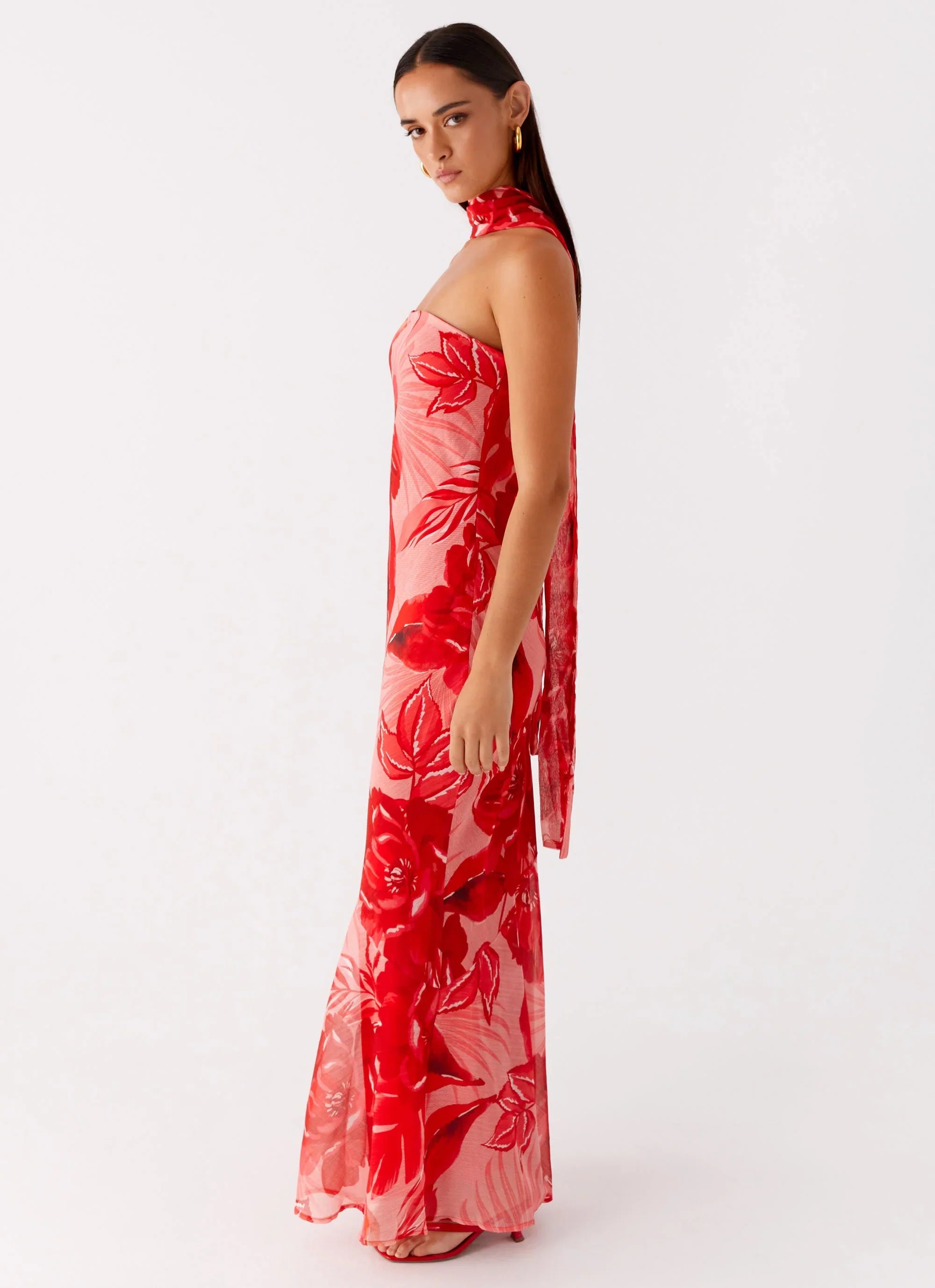 Robe longue "Under The Pagoda" - Imprimé Coucher de soleil en Sicile