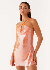 Robe Courte Dos Nu Énergie Radiante - Orange