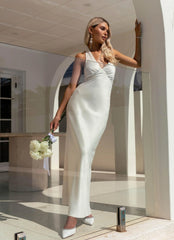 Robe longue en satin « Heavy Hearted » – Perle
