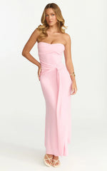 Robe longue Aria – Robe bustier avec lien à la taille rose