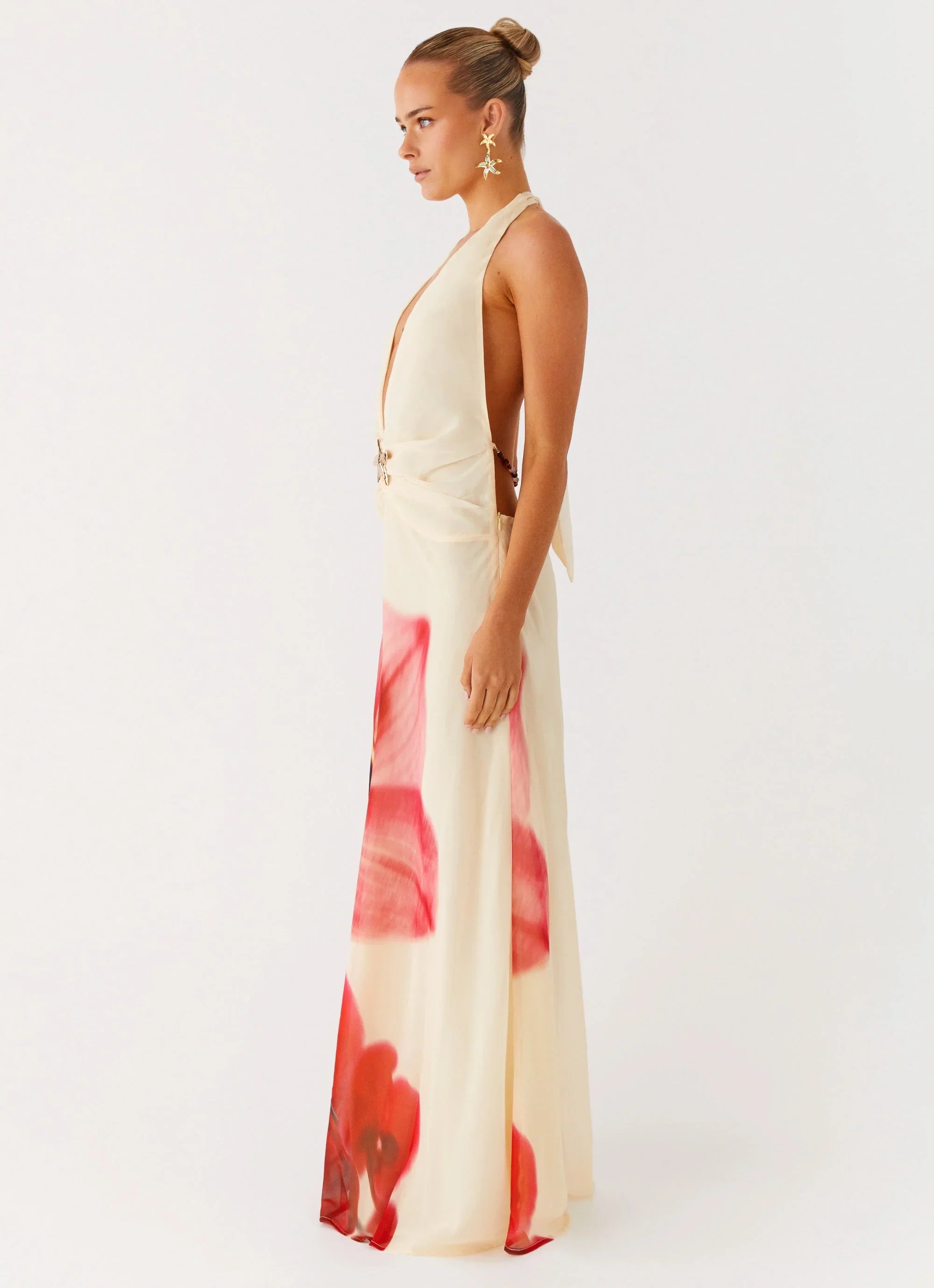 Robe longue Belivia - Jaune fleuri