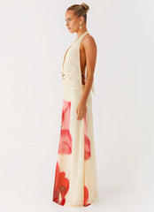 Robe longue Belivia - Jaune fleuri