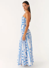 Robe longue Carmel - Vague fleurie