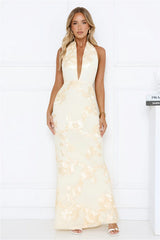 Robe longue bustier en maille Daydream Kiss jaune