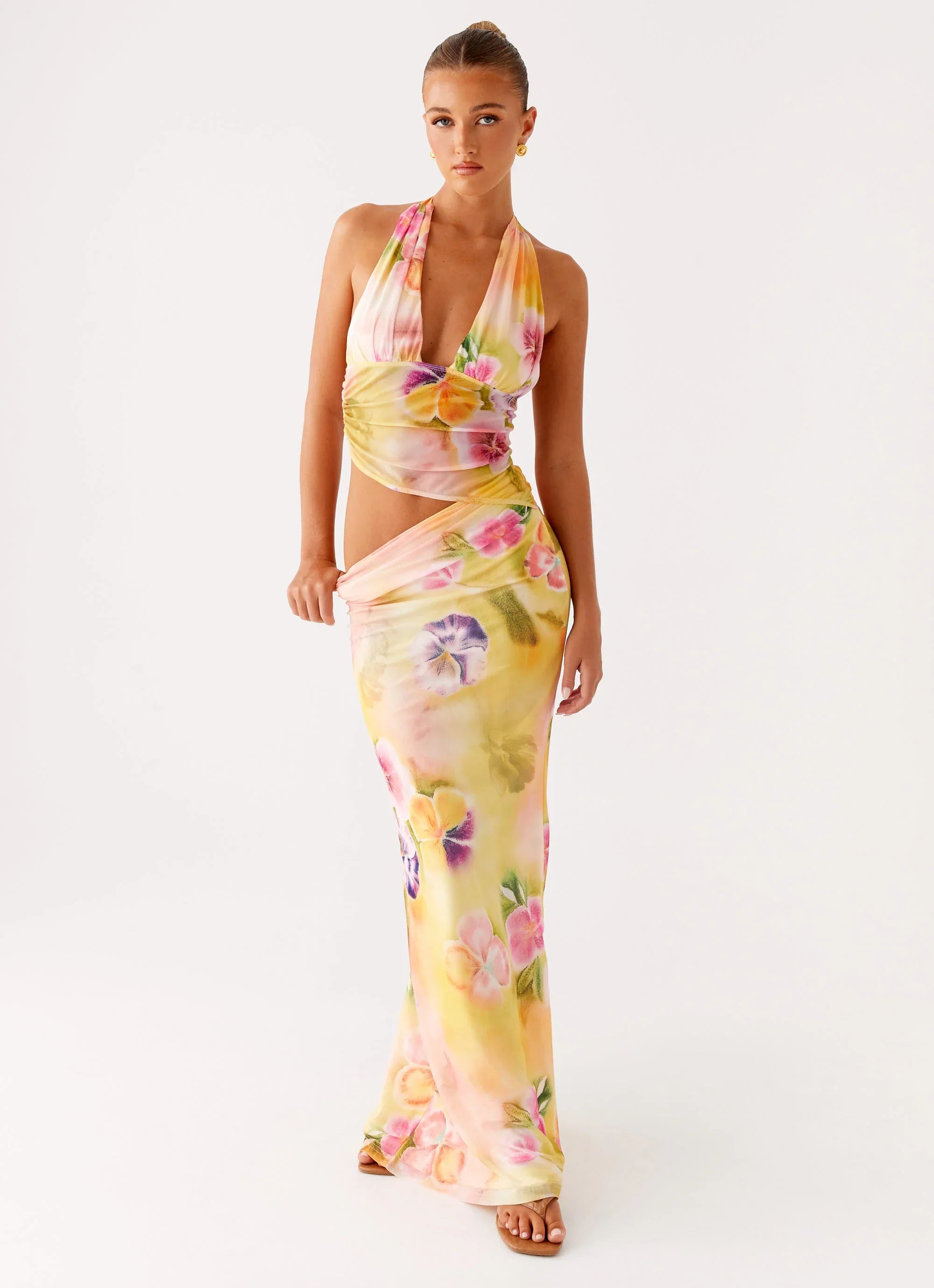 Robe longue dos-nu Main Act - Imprimé fleuri éclatant