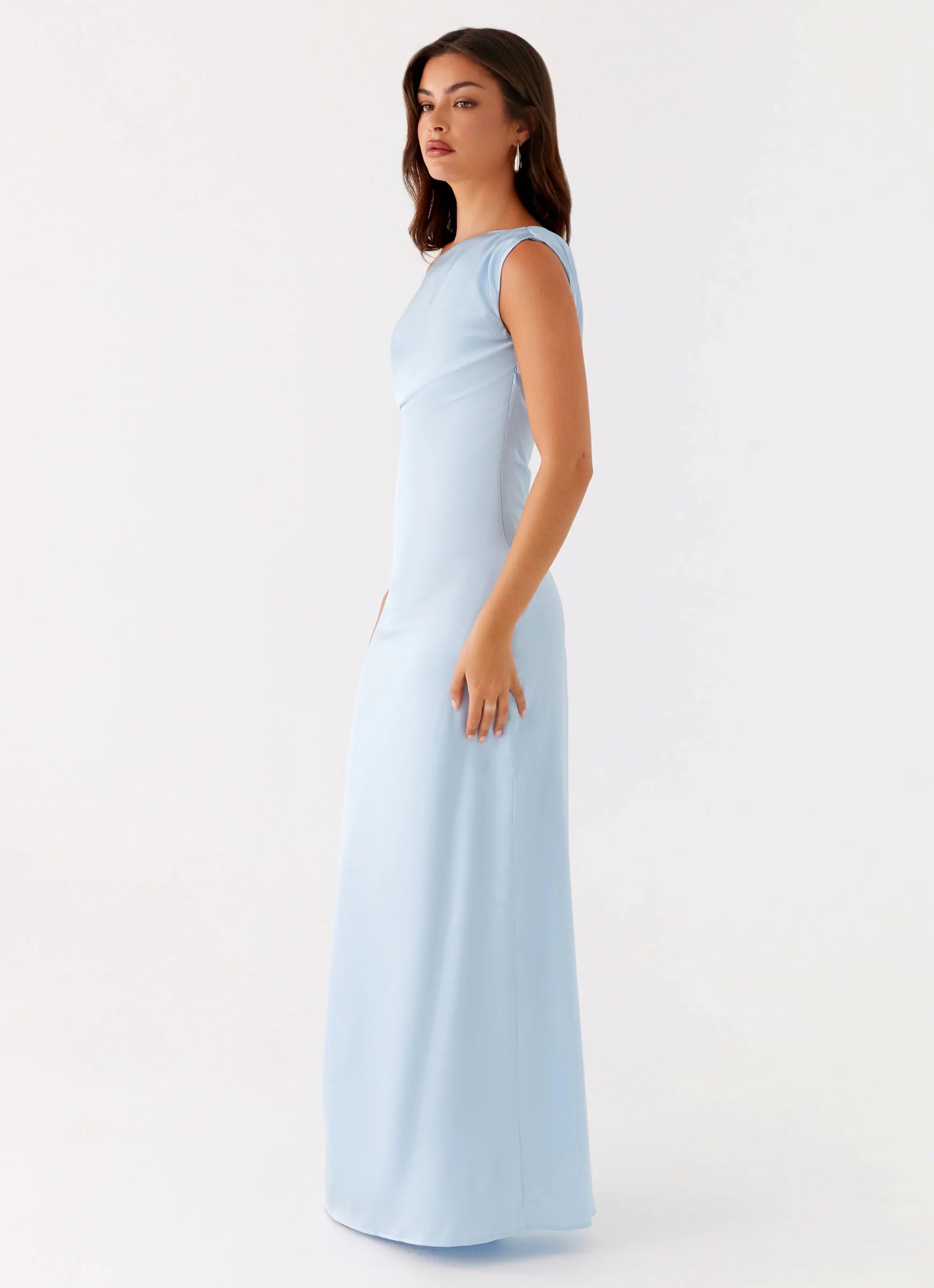 Robe longue en satin Heart Of Glass – Bleu