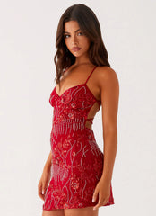 Mini-robe bustier à sequins Vietta - Rouge