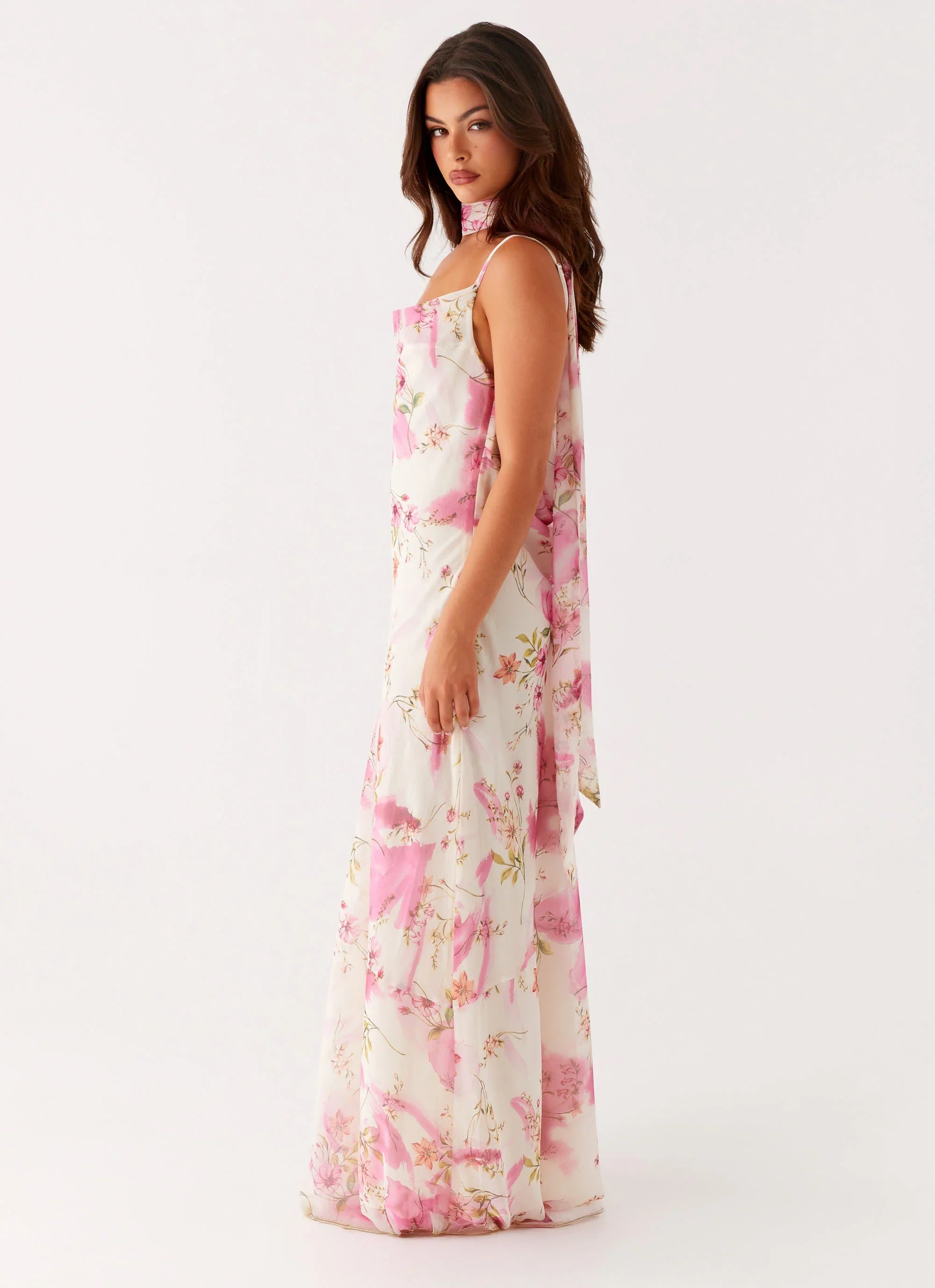 Robe longue Spencer – Imprimé floral ivoire