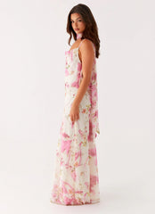 Robe longue Spencer – Imprimé floral ivoire