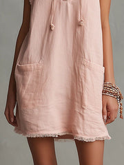 Women's Retro-Sporty Cotton-Linen Dress