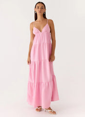 Robe longue en lin Lotty - Rose