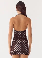 Mini-robe Ask You Twice - Pois bleus chocolat