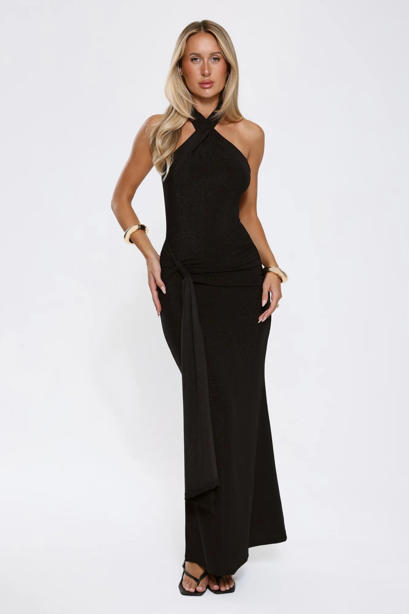 Robe longue à licou noire Glitter Through Twilight