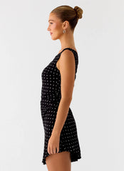 Mini-robe Delusional - Pois noirs