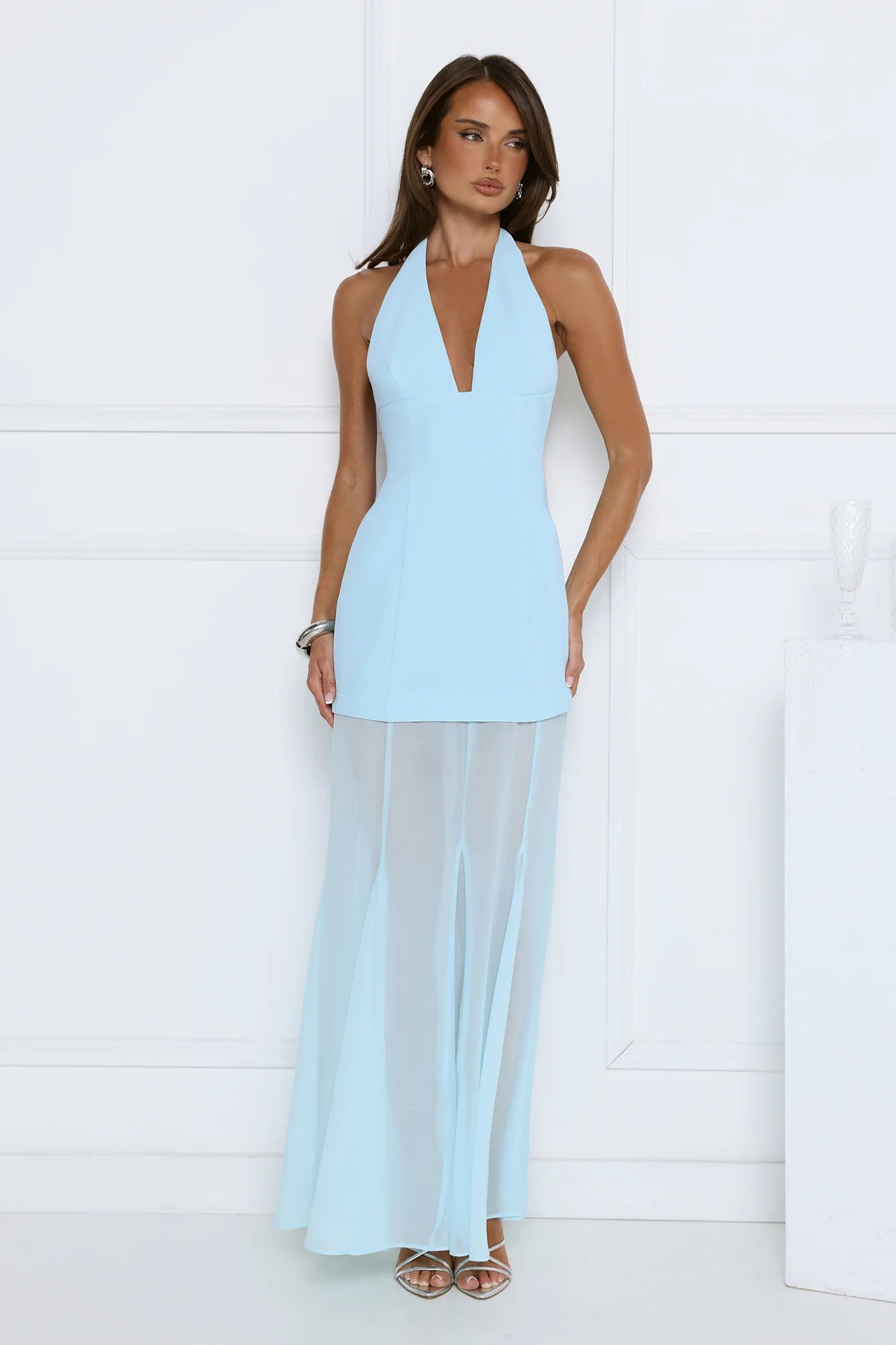 Robe longue dos nu Diamond District bleue