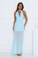 Robe longue dos nu Diamond District bleue