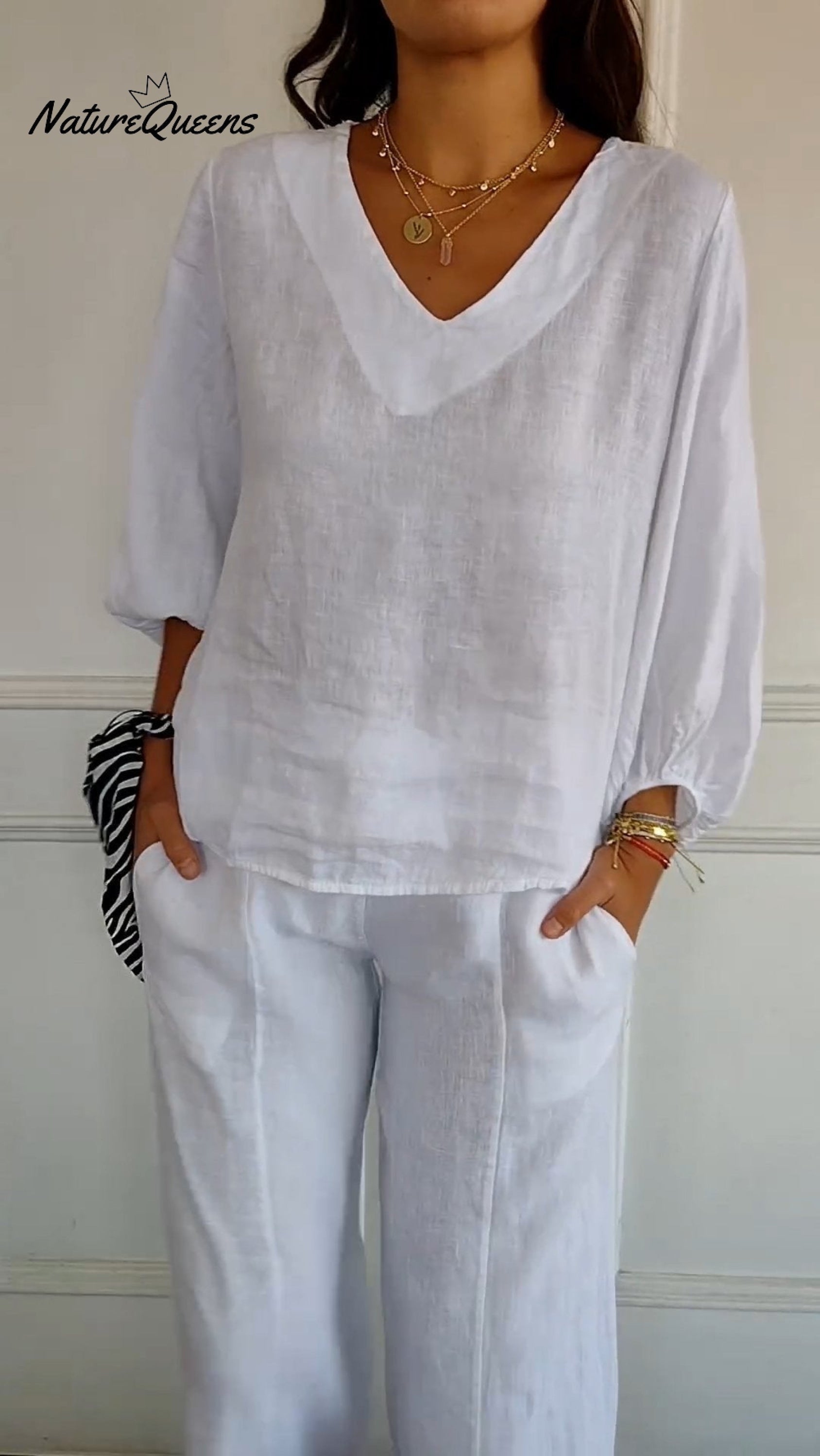 Lantern Sleeve Design Cotton and Linen Top (Buy 2 Free Shipping)