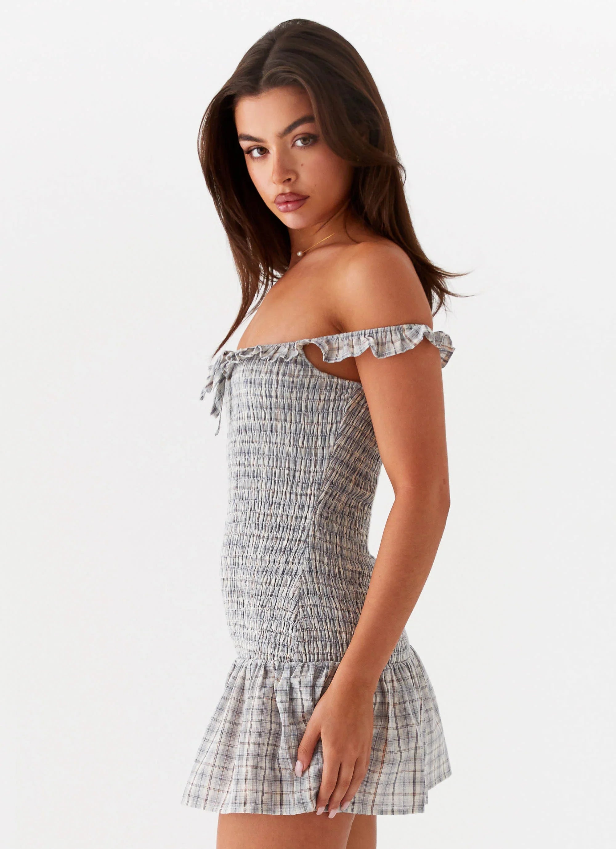 Mini-robe Anica à carreaux - Carreaux gris