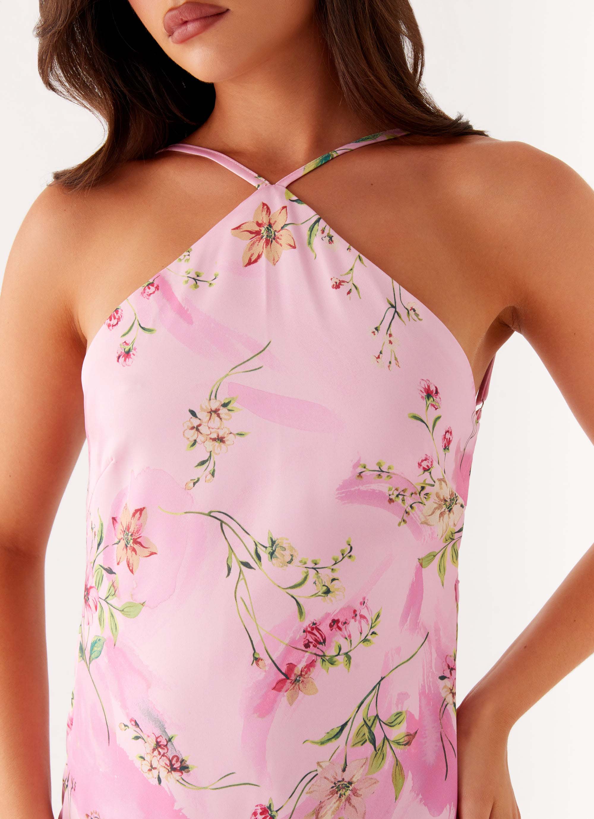 Robe longue Pascal - Imprimé floral rose