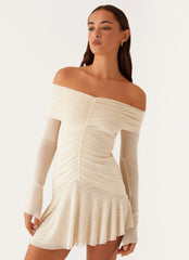 Mini-robe froncée Ellis - Jaune pastel