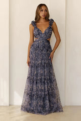 Robe longue Whisper Lane bleu ardoise