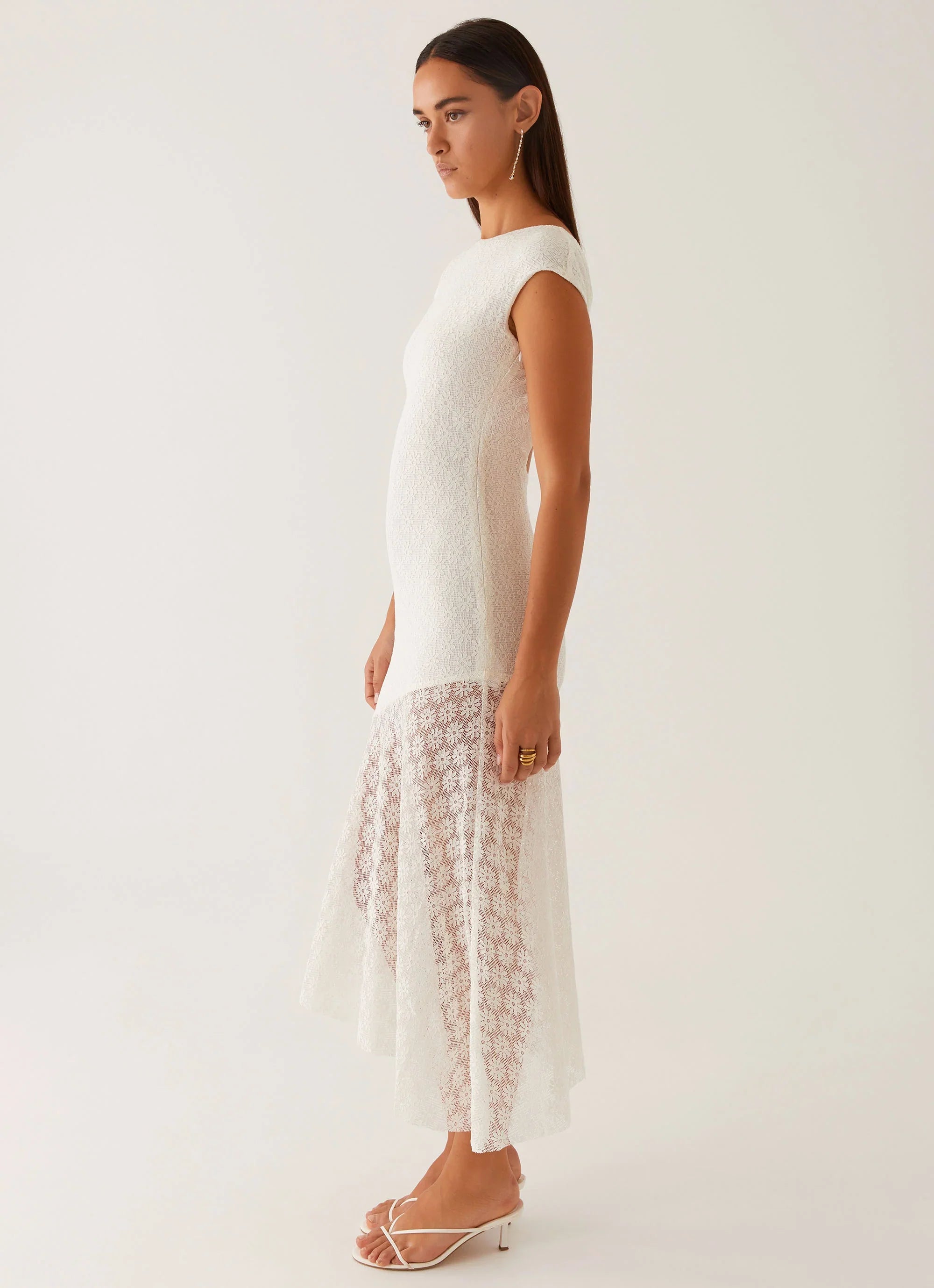 Robe midi Arielle à dos ouvert - Blanc