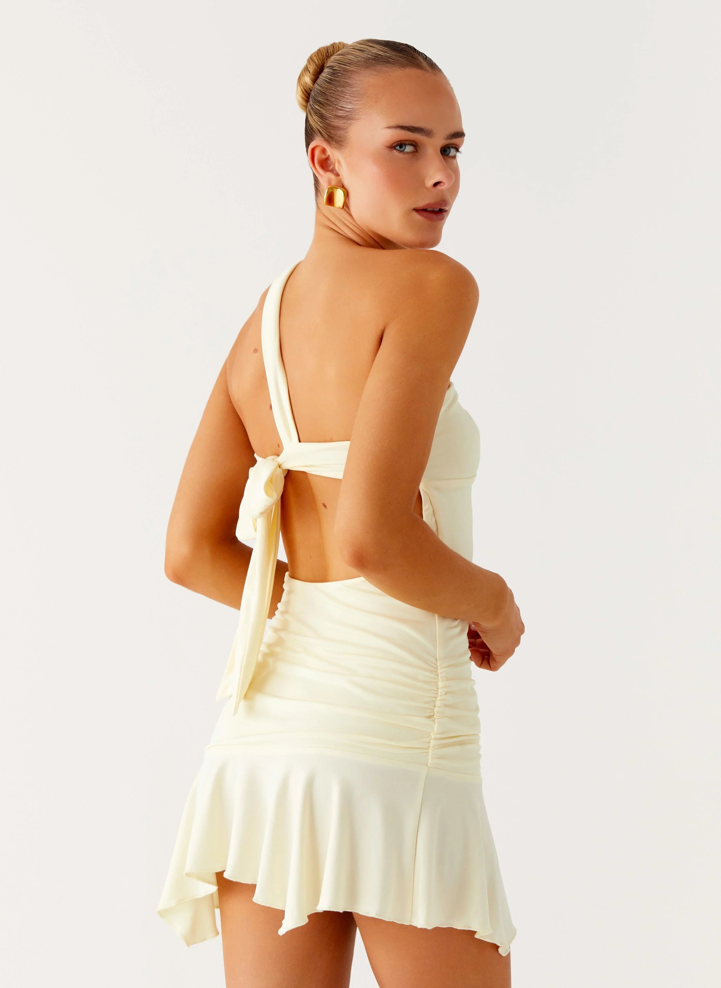 Mini-robe découpée "Not Your Fan" – Jaune