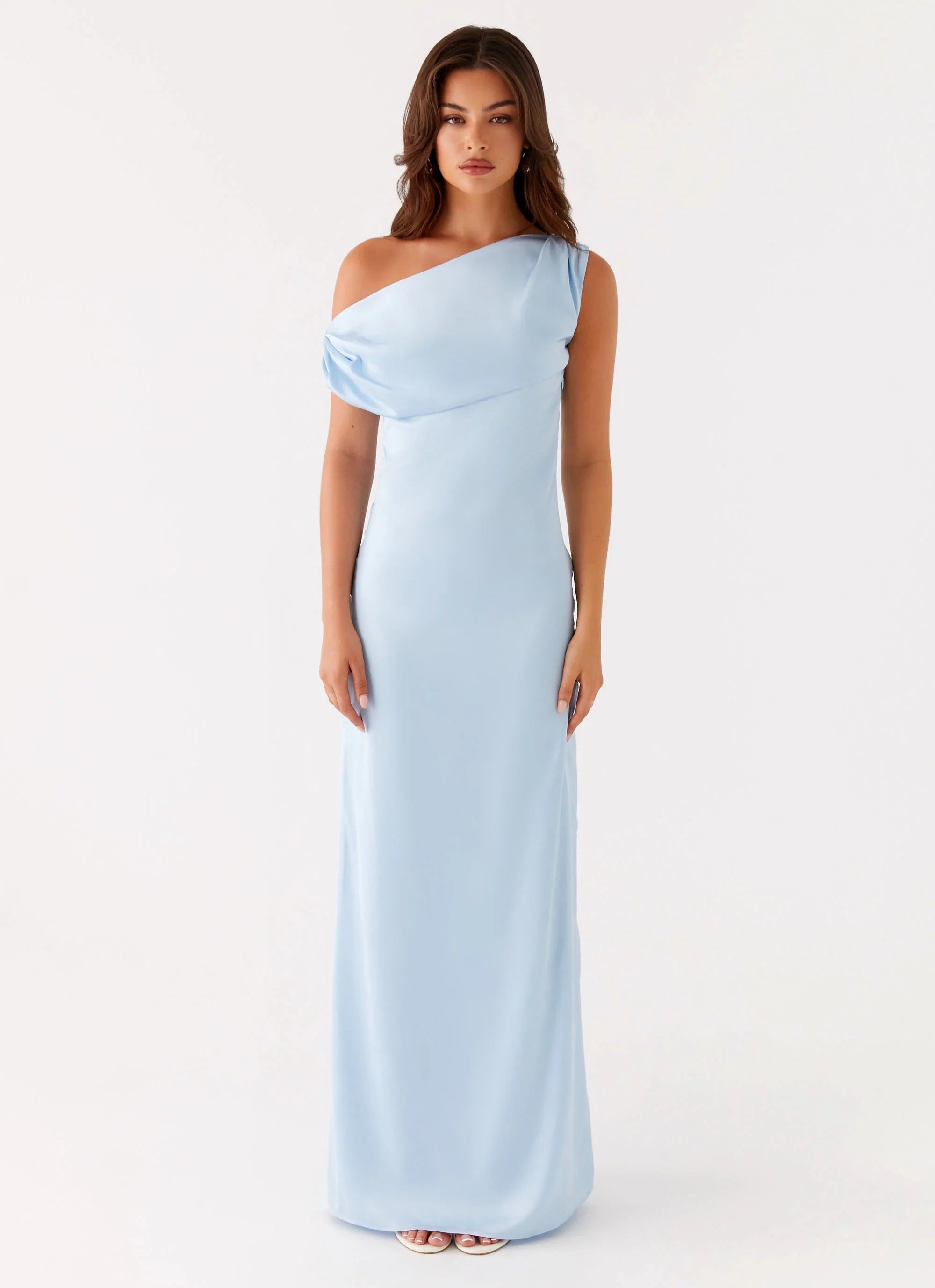 Robe longue en satin Heart Of Glass – Bleu