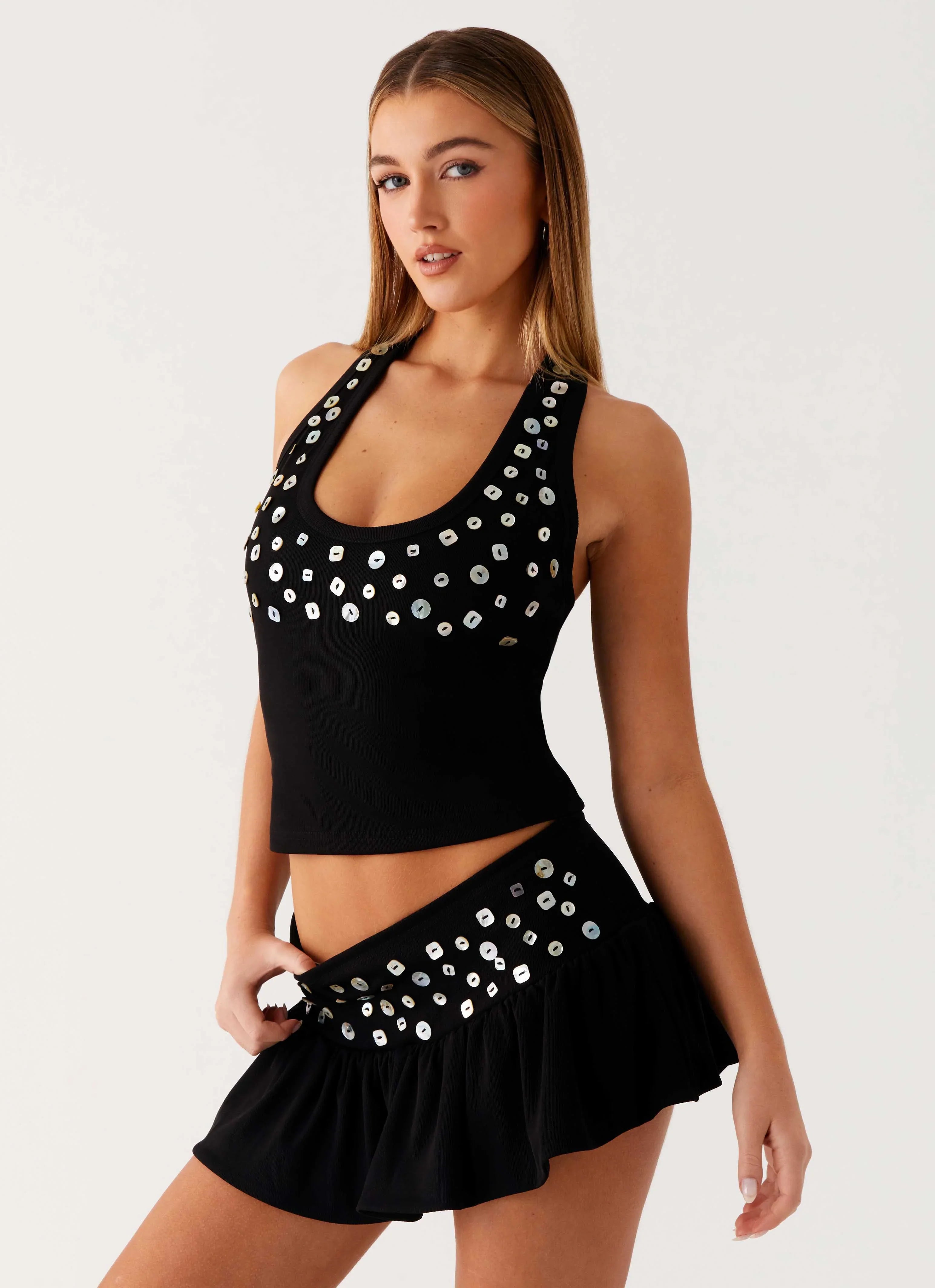 Jupe-short taille basse Vegas Nights - Noir