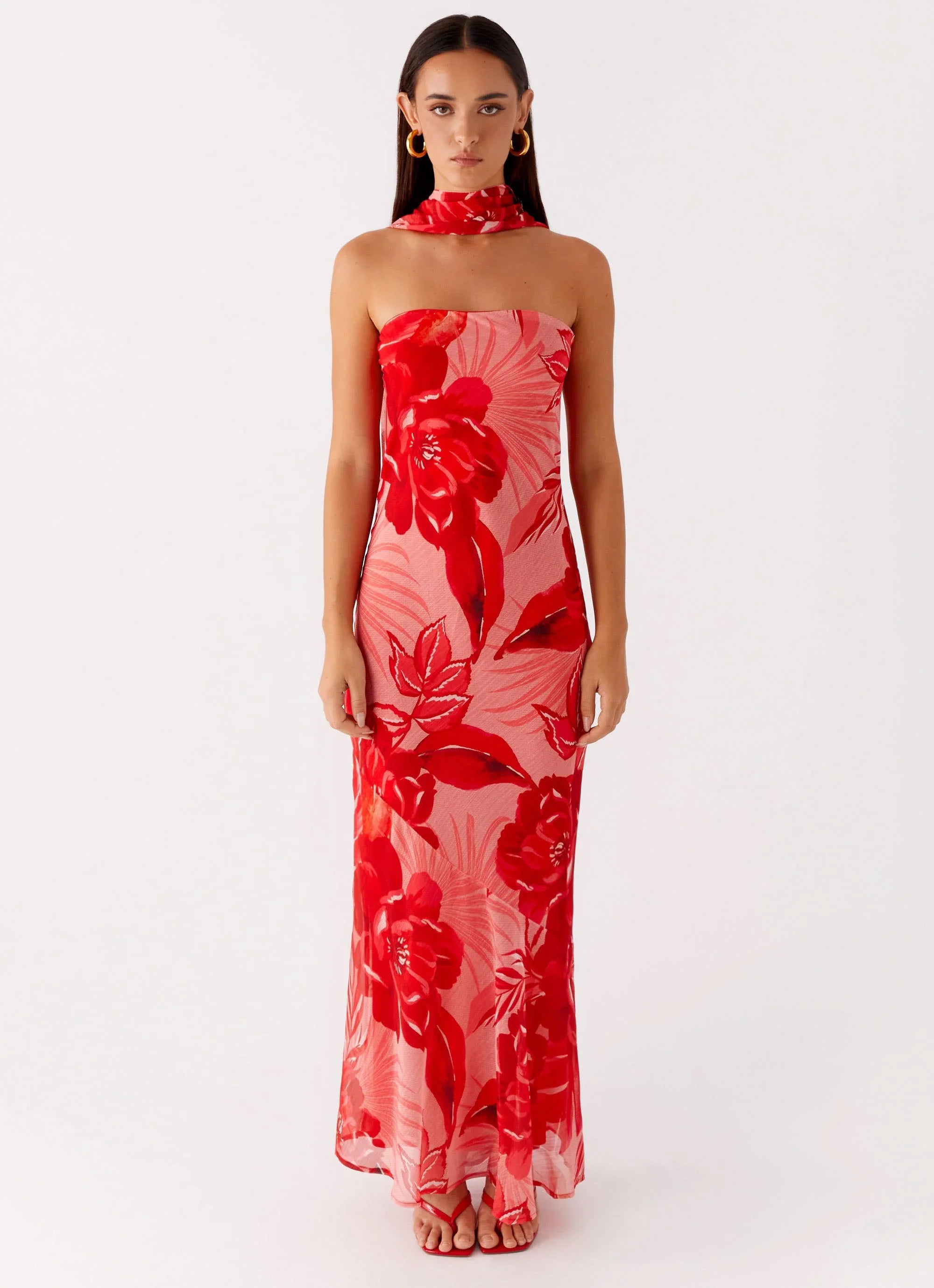 Robe longue "Under The Pagoda" - Imprimé Coucher de soleil en Sicile