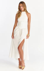 Robe midi Anya - Robe blanche dos nu froncée à taille basse