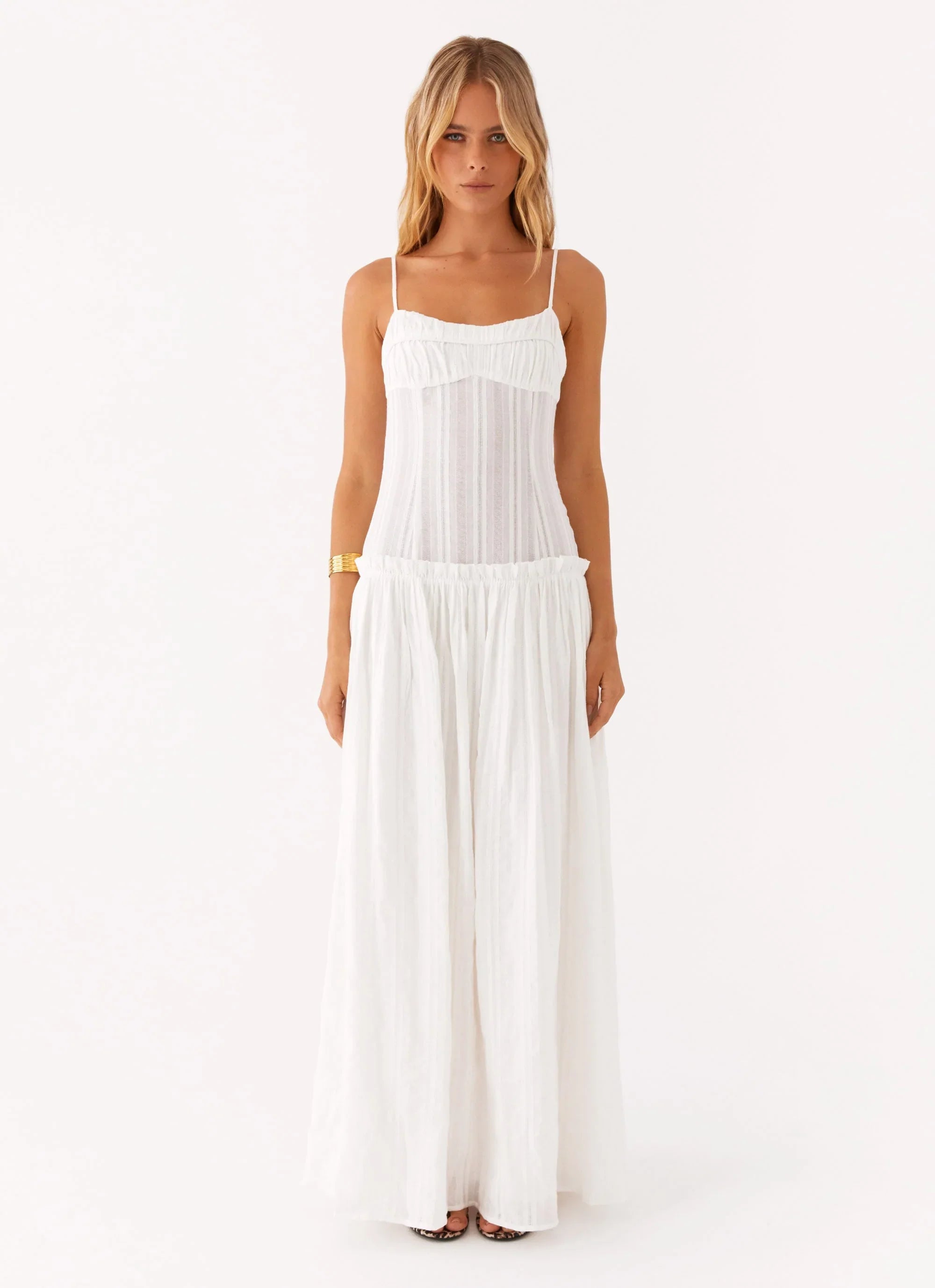 Robe longue taille basse Jacinda - Ivoire