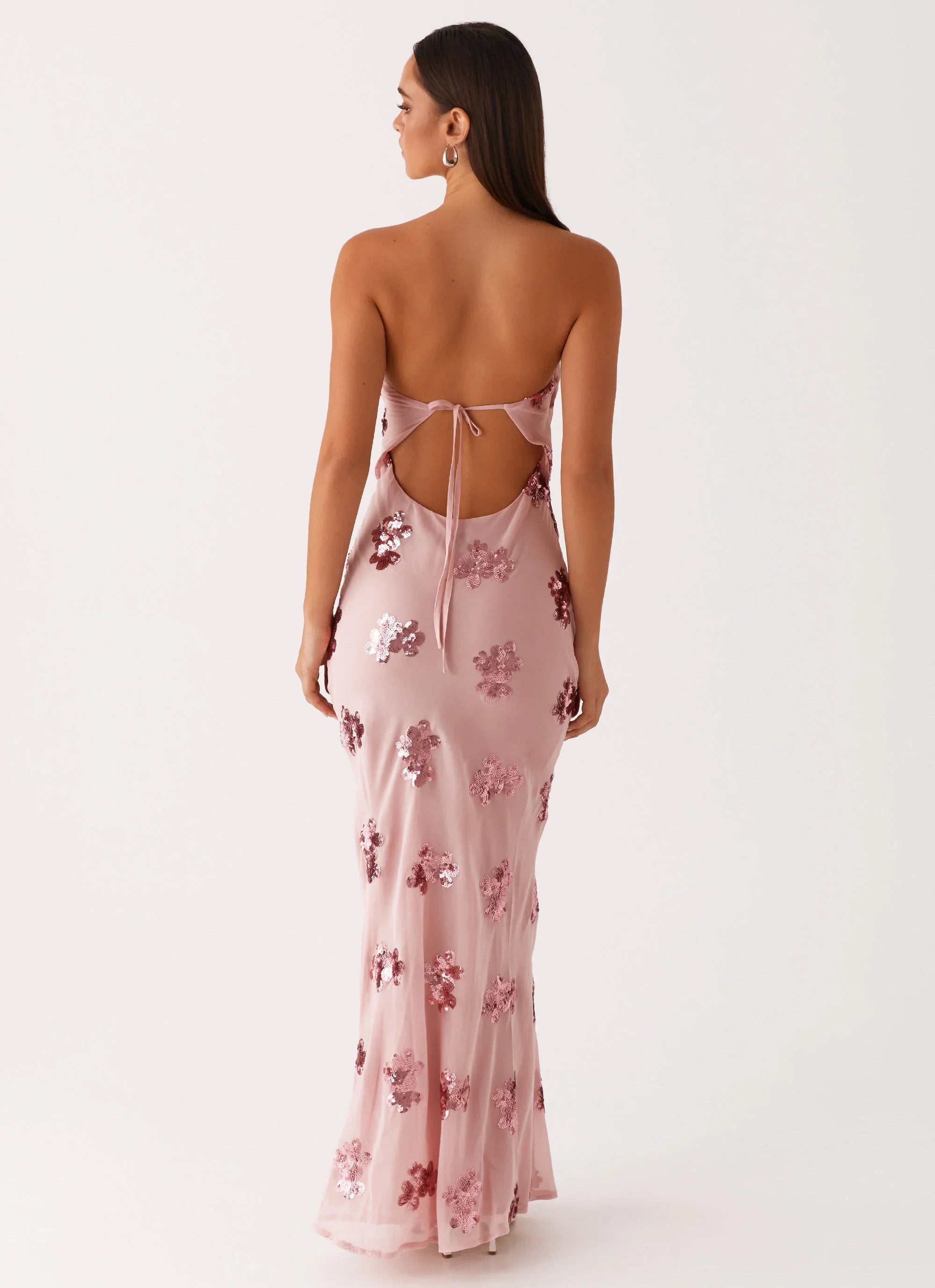 Robe longue à sequins Sweet Escape - Rose poudré