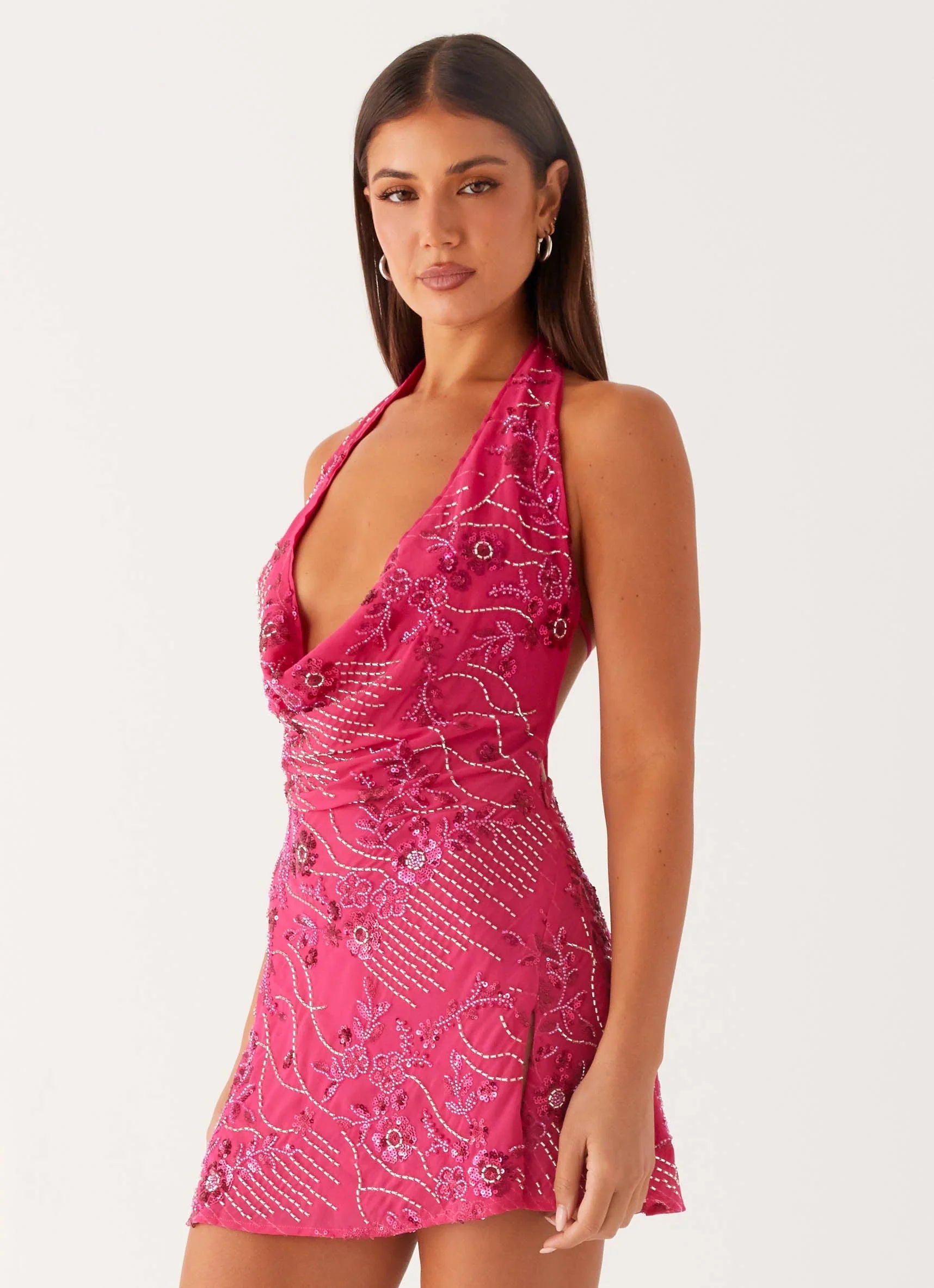 Mini-robe perlée Cinzia - Fuchsia