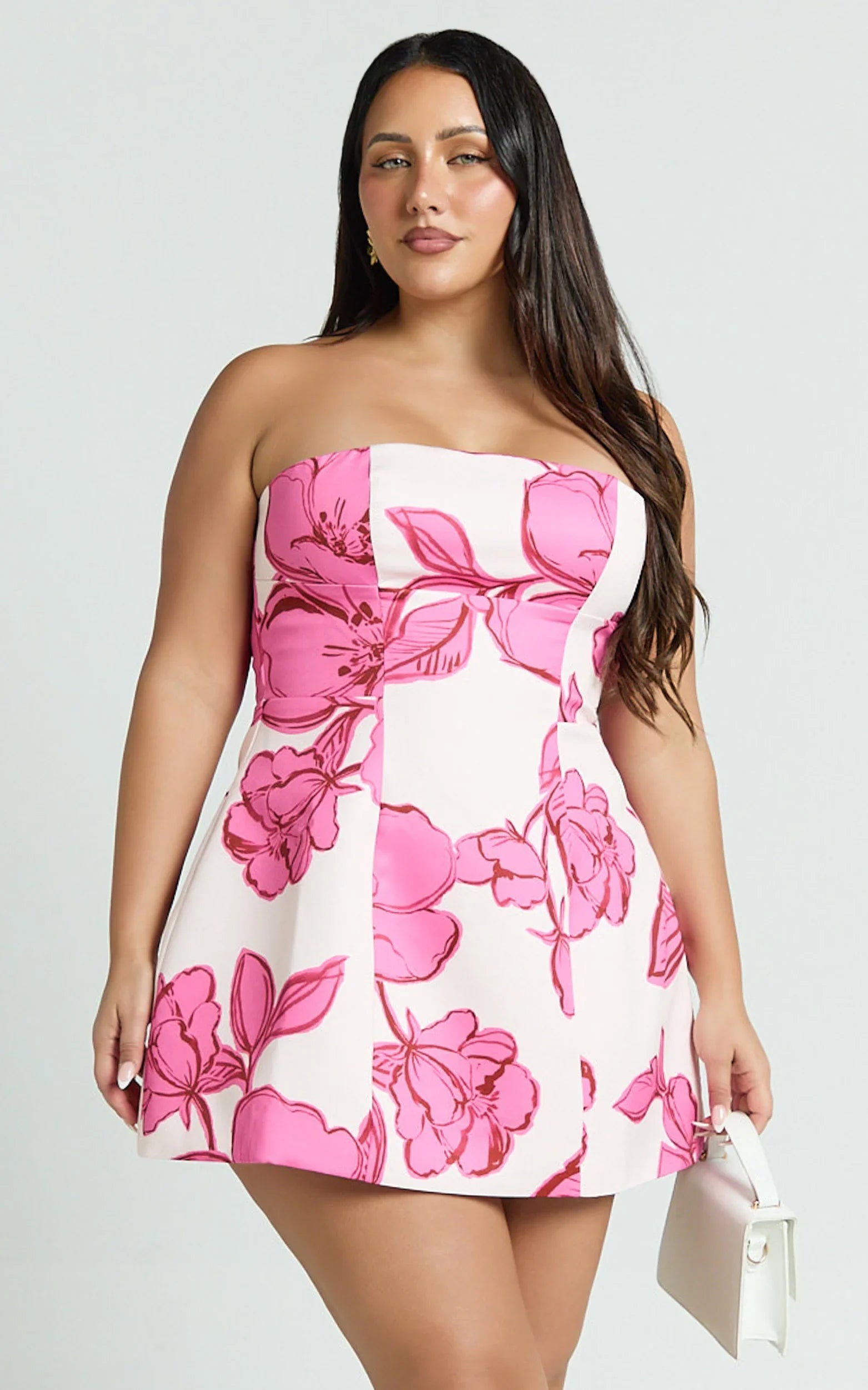 Robe Courte Catharine - Robe bustier trapèze à imprimé Bouquet Di Fiori