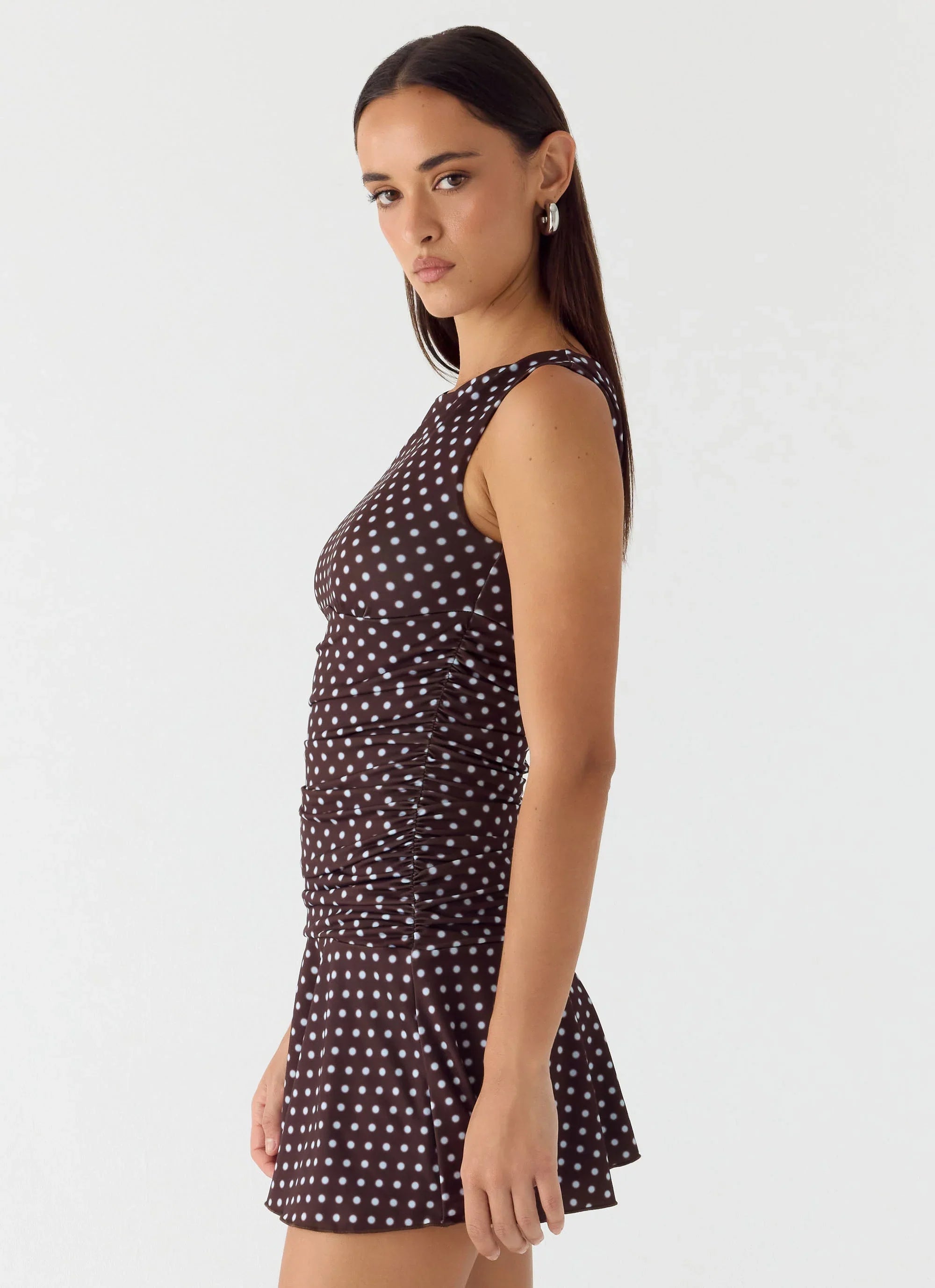 Robe Courte Kelda - À Pois Chocolat et Bleu