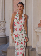 Robe longue Maryk - Fleur éclose ivoire