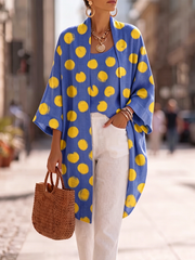 Brushstroke Polka Dot Cotton-linen Vest & Cardigan Two-piece Set