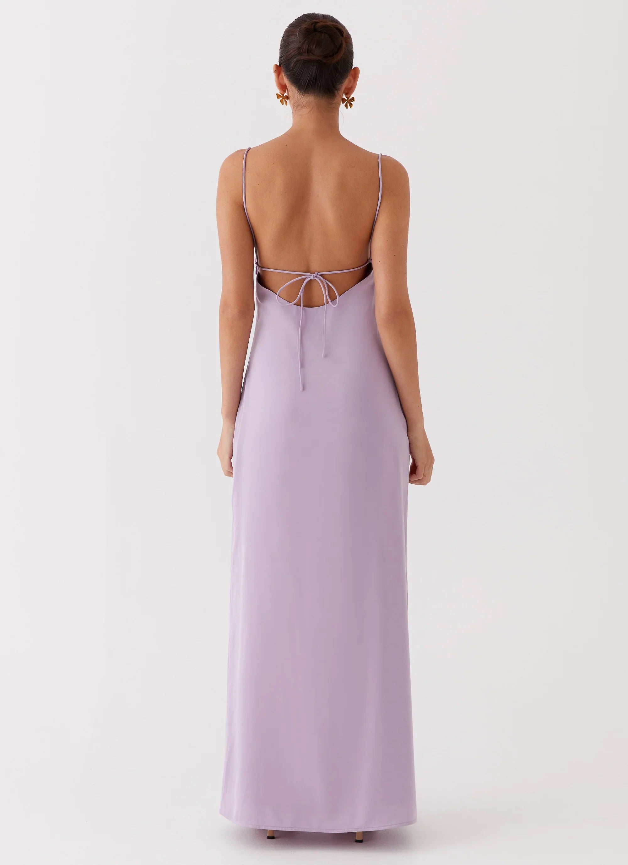 Robe longue en satin et dentelle Dream Sight - Lilas