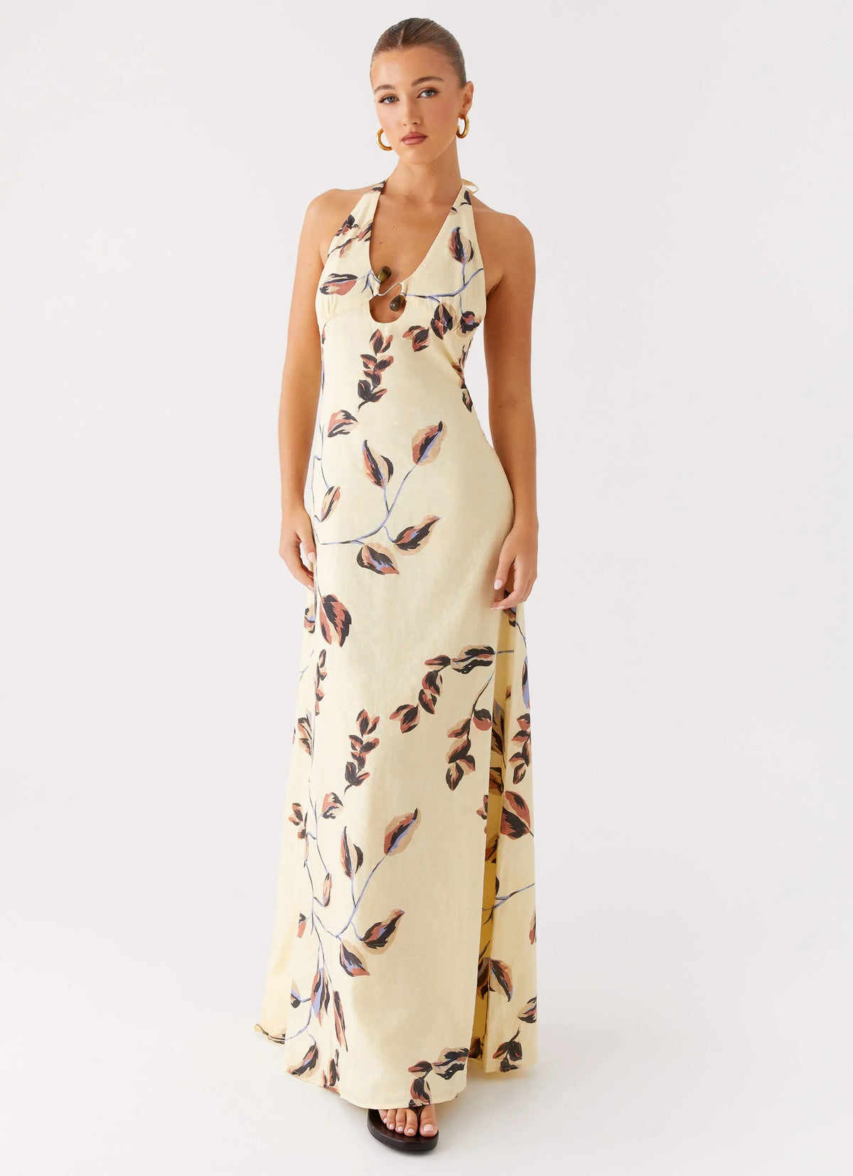 Robe longue à col licou Elvina - Délice de beurre frais