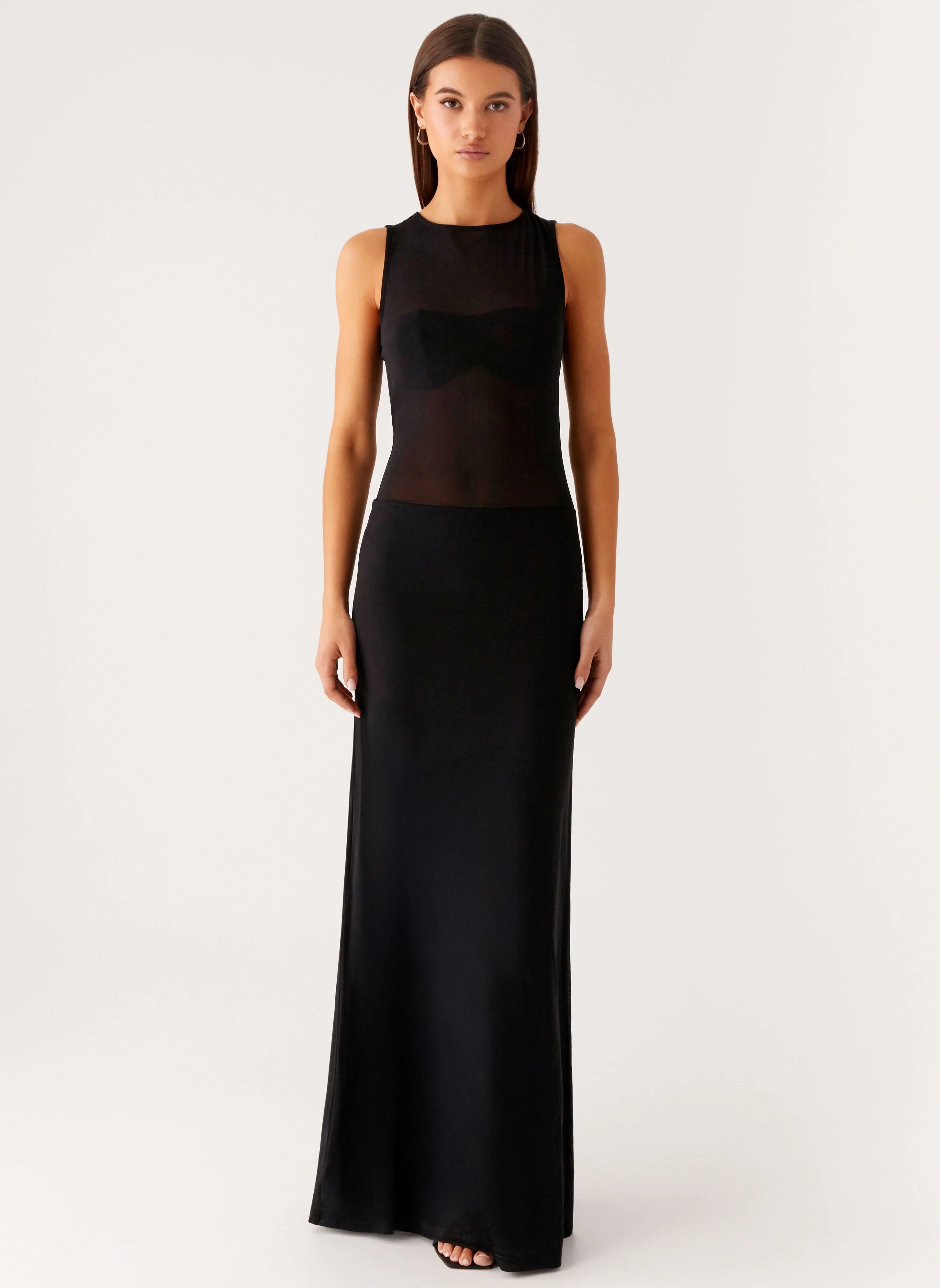 Robe longue en maille Lyria - Noire
